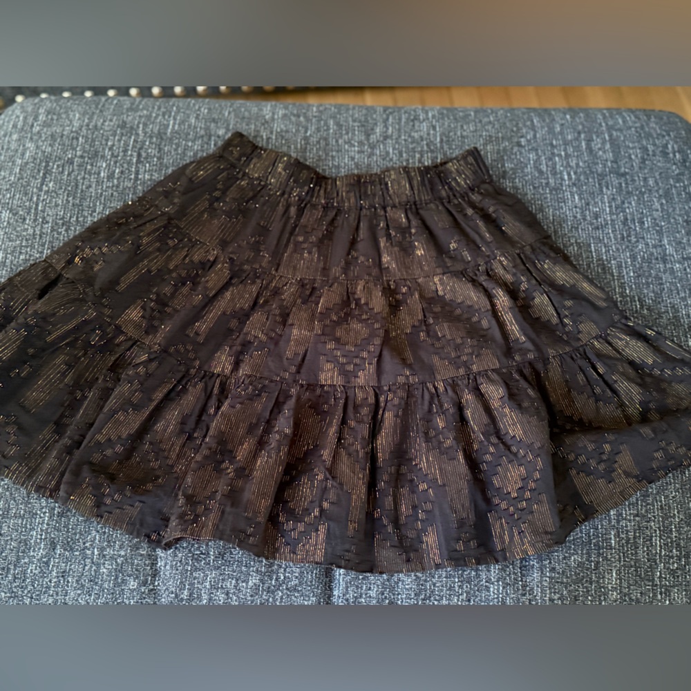 Roller Rabbit Elegant Black and Gold Patterned Skirt